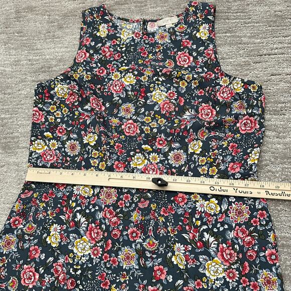 Ann Taylor Loft Dress Womens 14 Blue Floral Ruffle Hem Spring Summer Casual - Picture 10 of 12